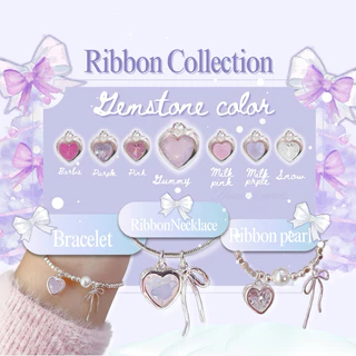 🎀 ลด80฿🪞🩷 โค้ดหน้าร้าน 🎀🩷 New~ Ribbon 🎀 สร้อยคอชุบเงินแท้ สร้อยข้อมือ กำไลหัวใจ โบว์ Pandoran Aurora Bloom