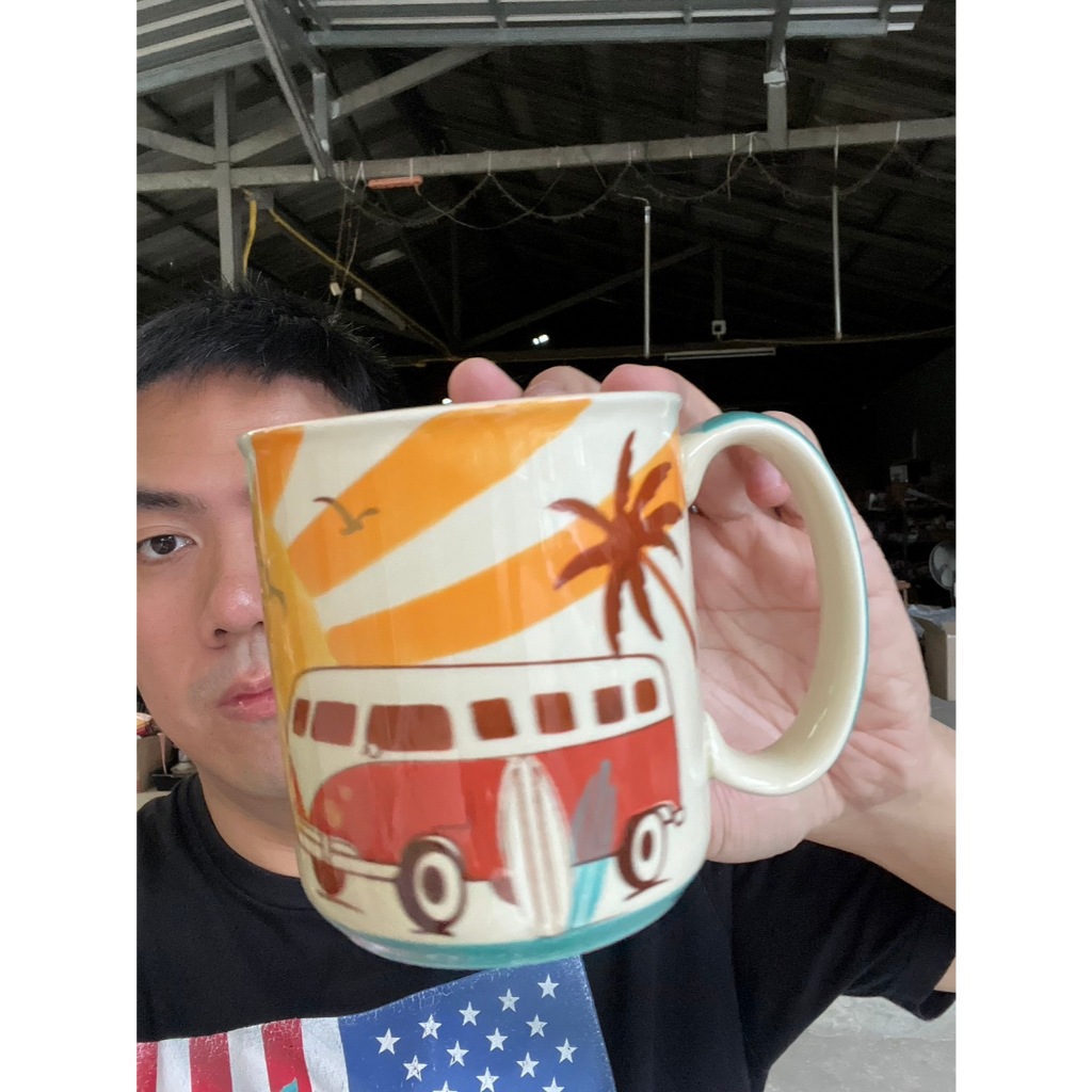 แก้วมัค แก้วกาแฟ อเมริกันมัค ขนาด 4x3.5นิ้ว ขนาด 450ml หรือ 15.21oz ลายรถ เซรามิคเนื้อโสตนแวร์(Stoneware)ออกใบกำกับภาษีไ