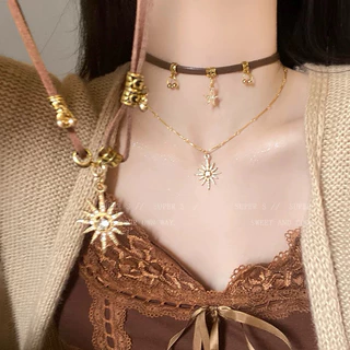 Unicrony • พร้อมส่งจากไทย สร้อยคอหนัง โบฮีเมียน 2เส้น งานสวยสไตล์ bohemians เครื่องประดับคาวบอย style