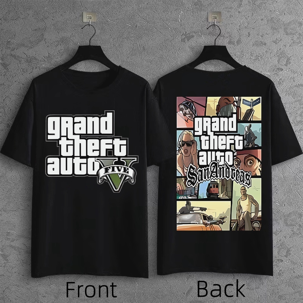 Flash Sale GTA 5 เสื้อ อะนิเมะ สไตล์ฮิปฮอป เรโทร เสื้อยืด oversize COD