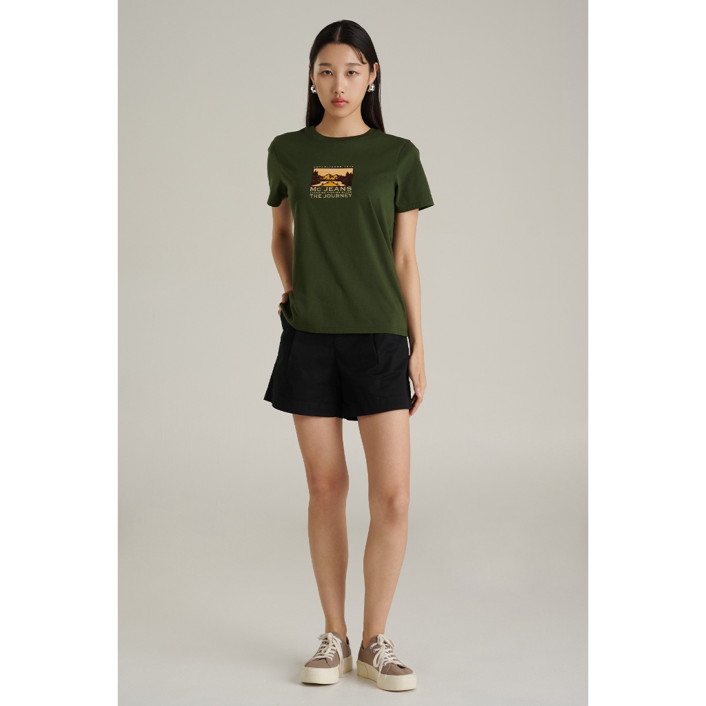 Mc jeans เสื้อยืดแขนสั้นผู้หญิง คอกลม สีเขียว MTTZ872