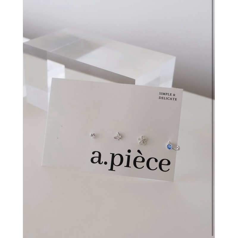 A.piece ต่างหูเงินแท้ [all silver 925] Spring Earring Set