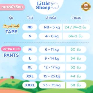 [ฟรี ทิชชู่เช็ดหน้า x1] Little Sheep ไซส์ XL x1 แพ็ก 52 ชิ้น กางเกงผ้าอ้อมเด็ก บาง 0.2 cm นุ่ม แห้งสบาย [ส่งฟรี]