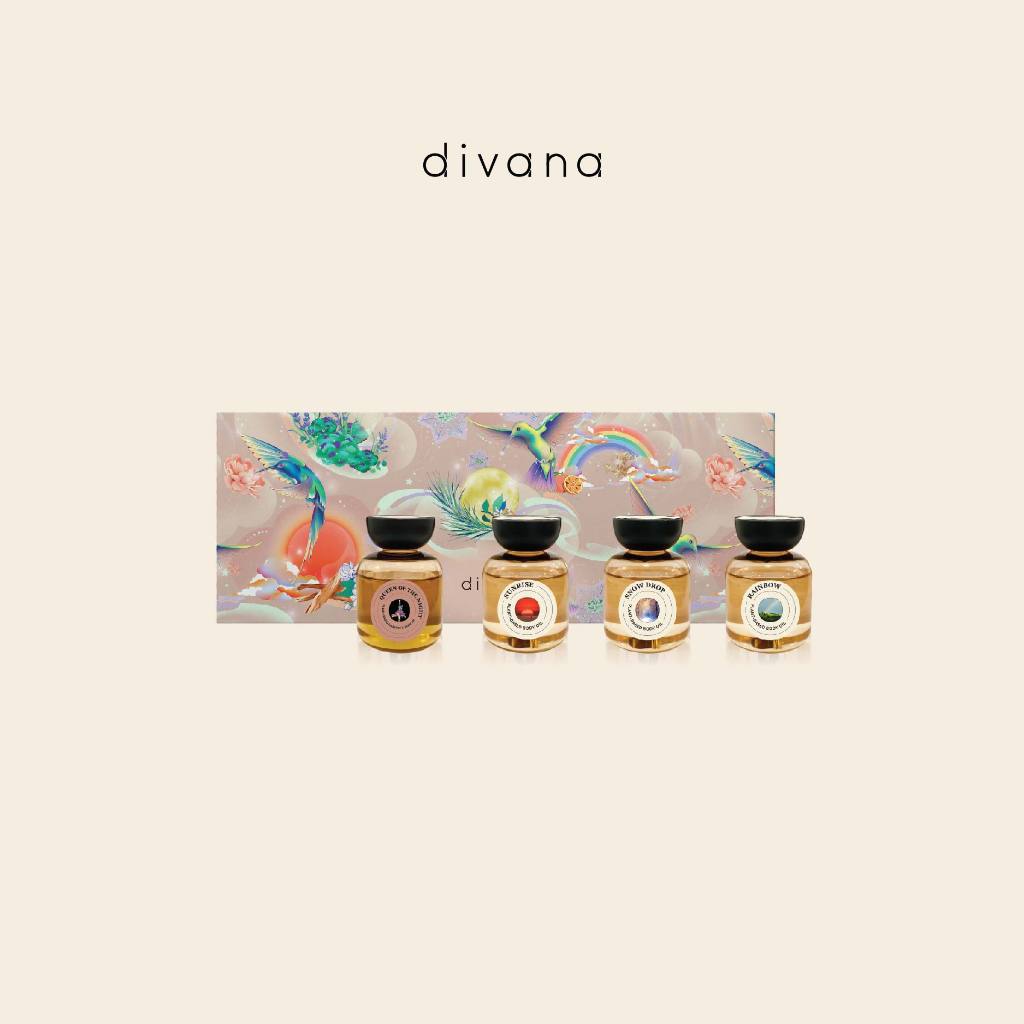 divana เซ็ตส่งต่อความสุข ออยล์นวดบำรุงผิว: divana Phenomenon of Happiness Set Massage Oil 50 ml.