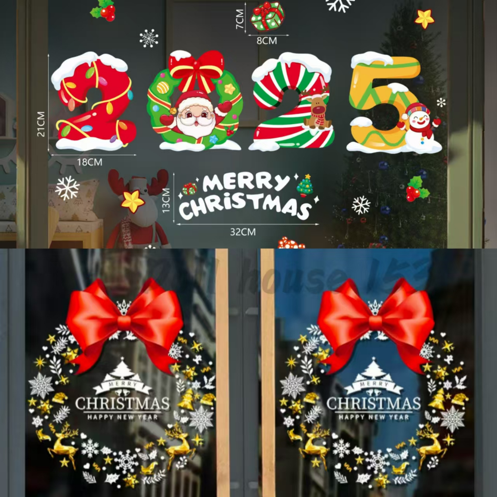 พร้อมส่ง Christmas สติ๊กเกอร์คริสต์มาส สูญญากาศ ติดง่ายไม่ทำกระจกเป็นรอย ของขวัญคริสต์มาส ปีใหม่