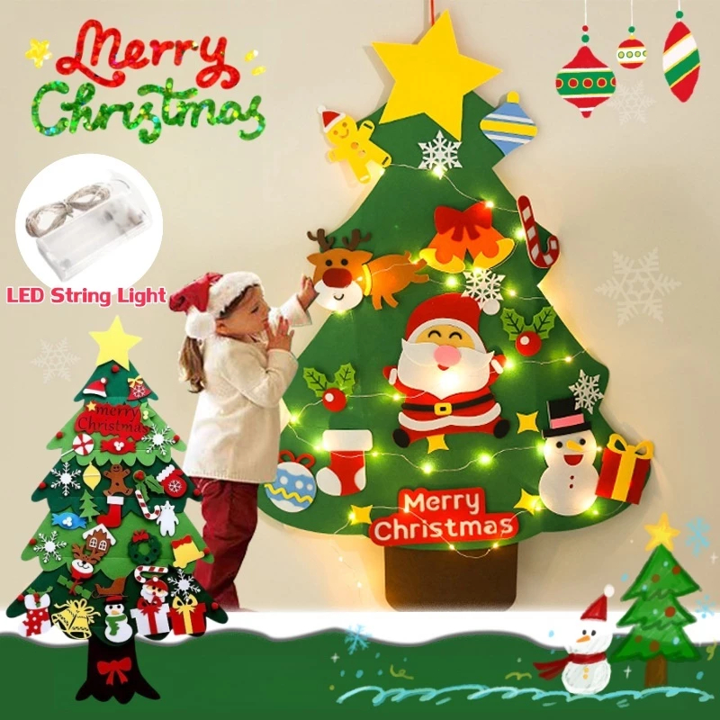 จัดส่งทันที ต้นคริสต์มาสของเล่น DIY Felt Christmas Tree set ตกแต่งคริสต์มาส แขวนผนังต้นคริสต์มาส