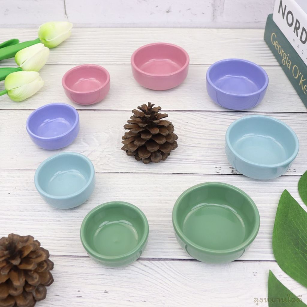 ceramic sauce cup ถ้วยน้ำจิ้มเซรามิค ถ้วยใส่อาหารชูก้าร์ไกรเดอร์ ที่ใส่อาหารแฮมเตอร์ - รูปที่ 3