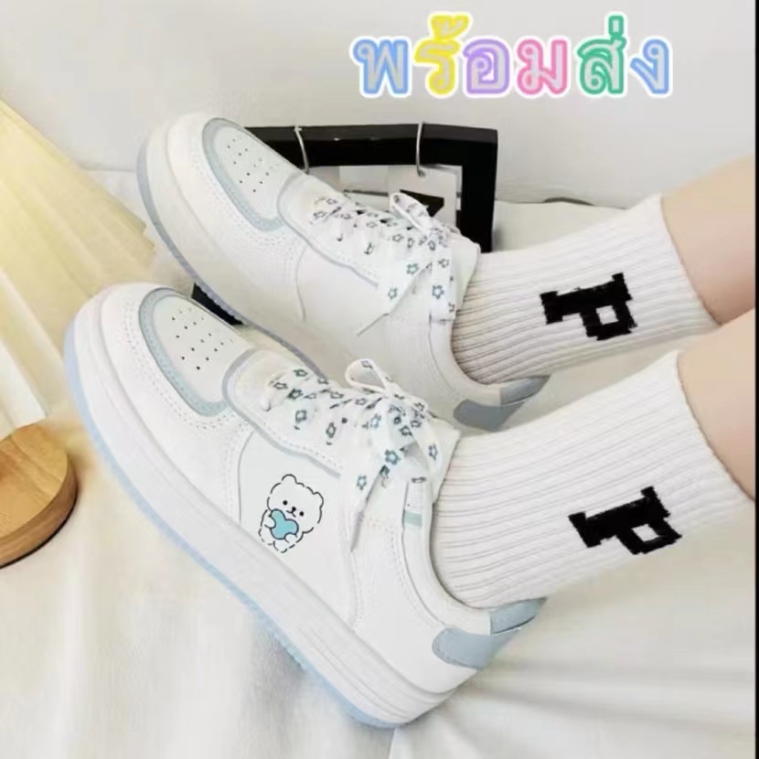 🌈 พร้อมส่ง 🌟 รองเท้าผ้าใบผู้หญิง 🌈สไตล์เกาหลี🌈 สีหวานละมุน✨ น่ารักมาก 🌼เสริมส้น 2 cm💐 ♡แนะนำสั่งเผื่อ1ไซส์ A626
