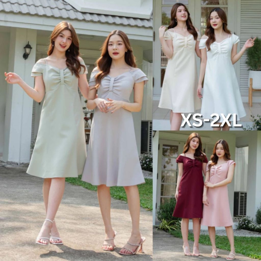 [โค้ด PINK50A ลด 50฿] ชุดเดรส PNK023 Alina Dress สวยละมุน น่ารักทุกสี ใส่ได้ทุกโอกาส ใส่ทำงาน ใส่ไปเที่ยว ใส่ออกงาน