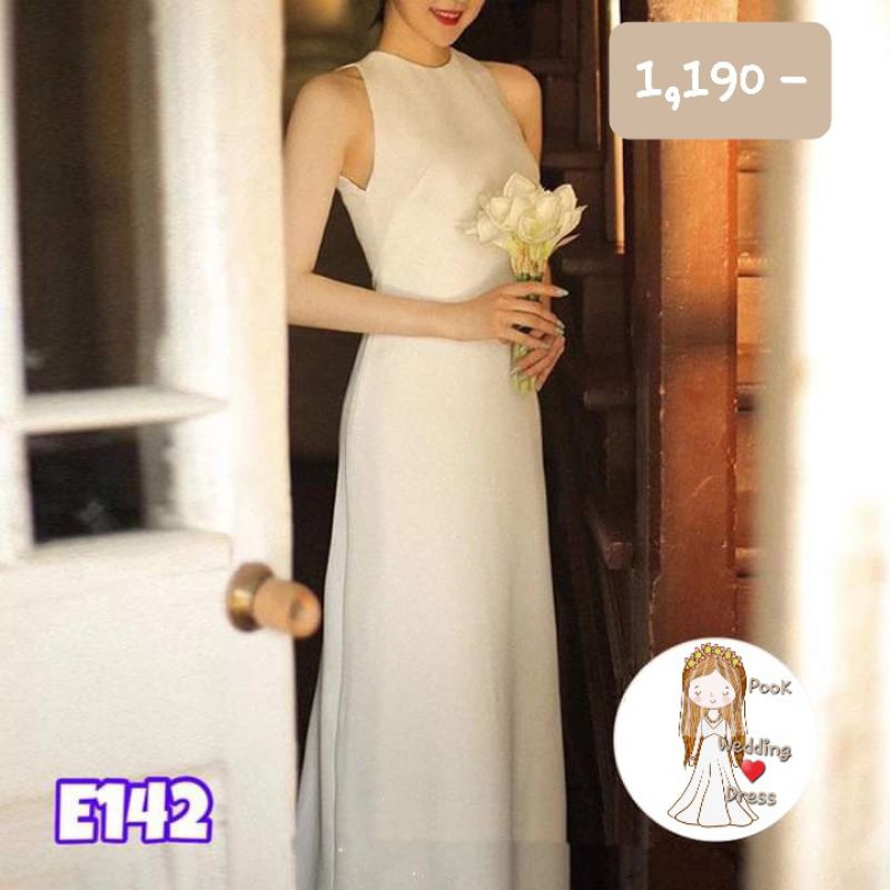ชุดเจ้าสาว E142 ชุดแต่งงาน ชุดพรีเวดดิ้ง งานหมั้น ชุดสวย งานเนียบ ผ้าดี minimal พร้อมส่งจาก กทม