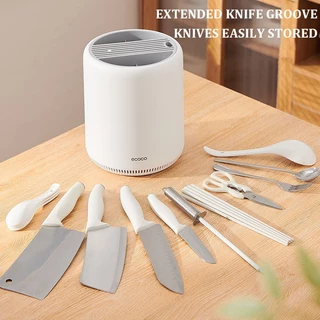 Ecoco ชั้นวางอุปกรณ์จัดระเบียบในครัว หมุนได้ 360° ถอดออกได้ ชั้นวางมีดซักได้