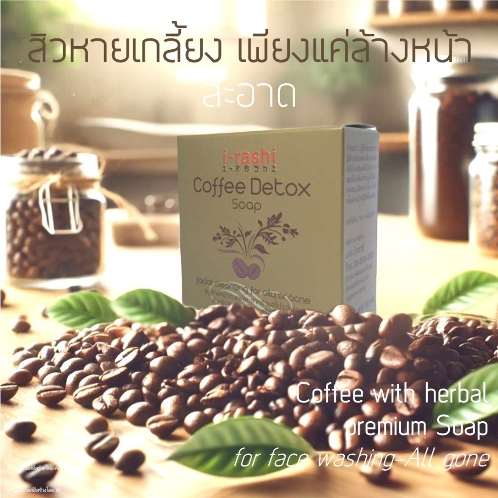 ไอราชิ i-rashi  คอฟฟี่ ดีท็อกซ์โซป - สบู่กาแฟ ล้างหน้าให้สะอาด สิวหายได้จริง แลดูสว่างกระจ่างใส