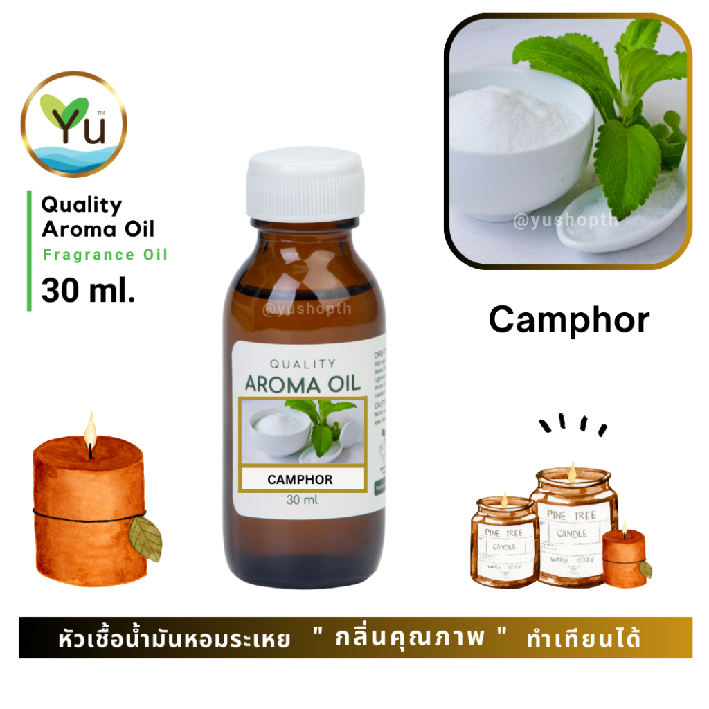 🌟 30-60 ml.🌟 กลิ่น Camphor กลิ่นการบูร กลิ่นหอมเย็นชื่นใจ 🌟 หัวเชื้อ น้ำมันหอมระเหย กลิ่นคุณภาพ | Quality Aroma Oil