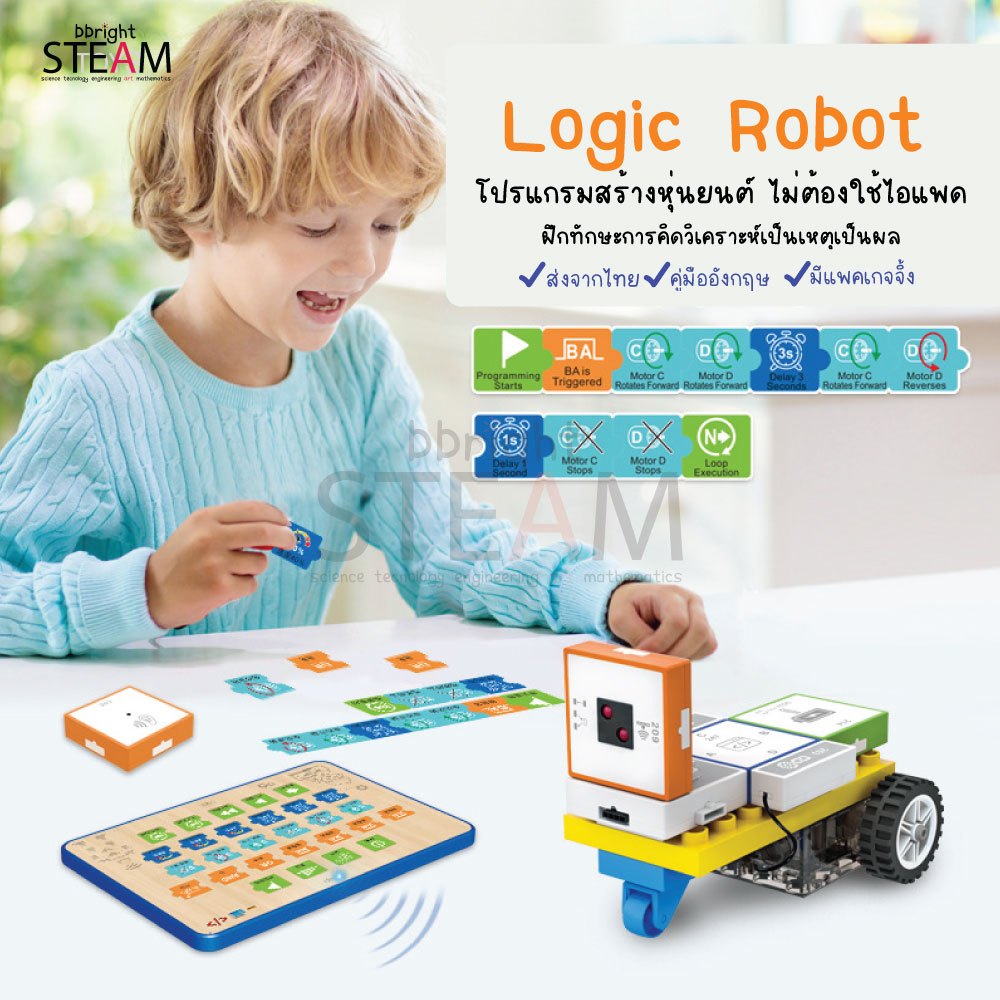 Logic Coding Robot โปรแกรมโคดดิ้งหุ่นยนต์ ไม่ต้องใช้แท็บเล็ต ของเล่น Stem