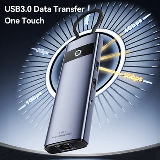 ⚡COD⚡Jasoz 8 in 1 Type C Hub Adapter อะแดปเตอร์ฮับ USB C เป็น USB 3.0 HDMI RJ45 การ์ดรีดเดอร์ SD TF