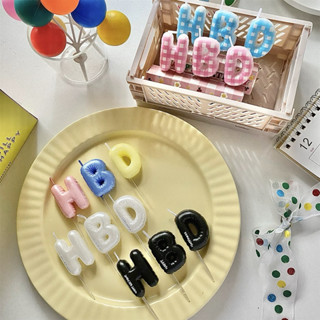 209  เทียน Happy birthday 🎂 เทียนวันเกิด HBD ทรงลูกโป่ง 🌈