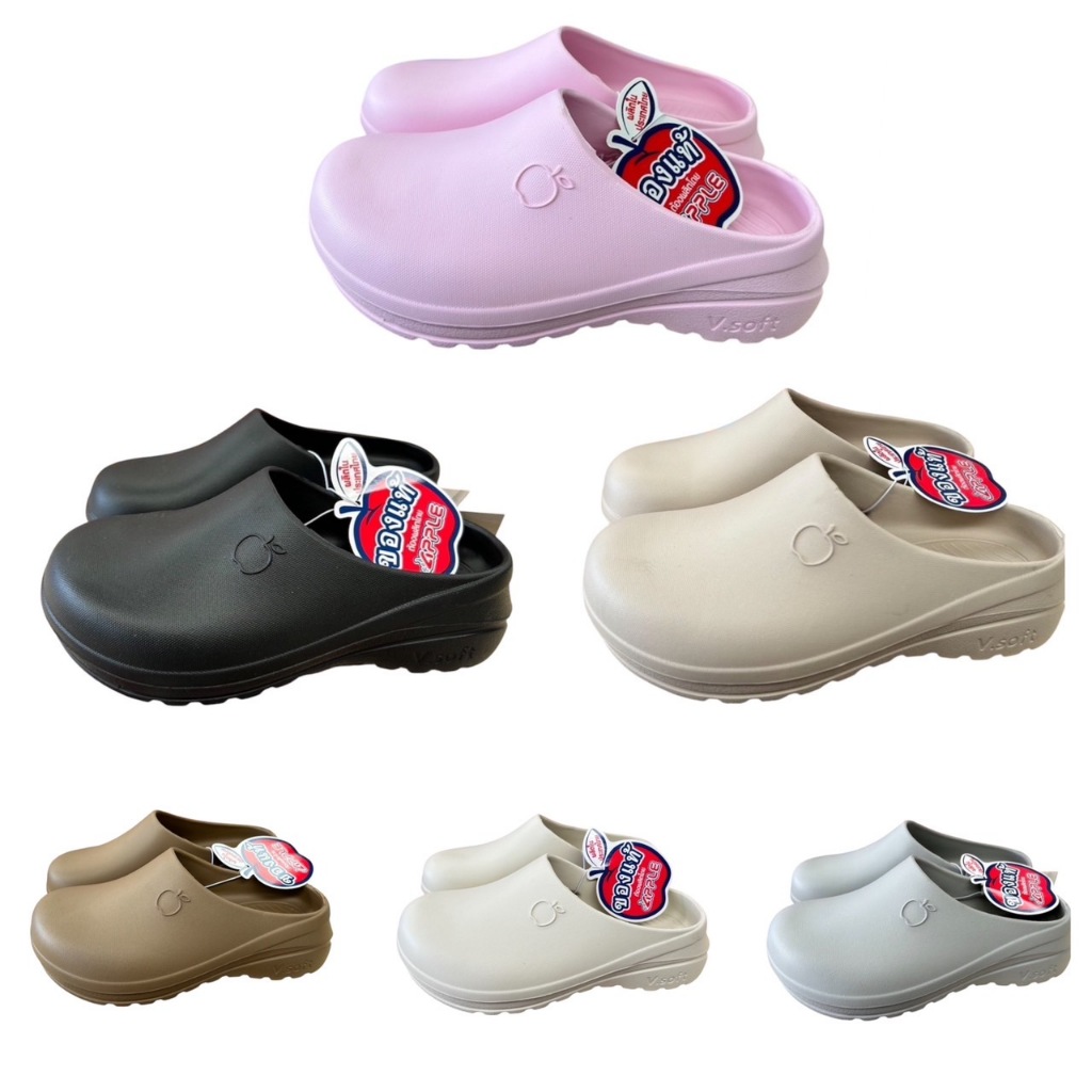 (M28) รองเท้าหัวโต รองเท้าแตะแบบสวม red apple รุ่นAP-3999 สี กากี ขาวครีม ครีม ด