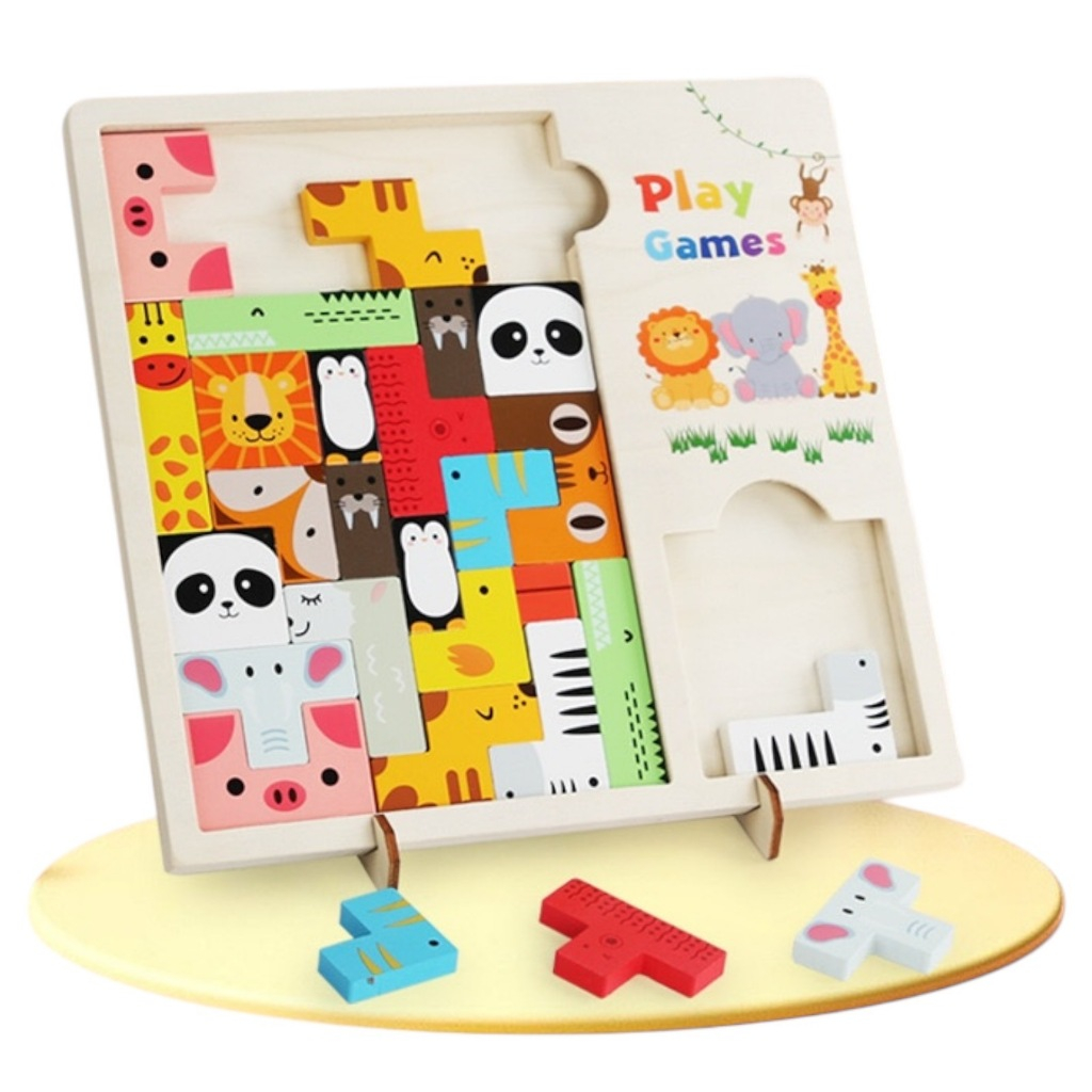 จิ๊กซอว์ไม้ Tetris Block Puzzle ปริศนาเกมสมดุล เล่นได้หลายแบบ