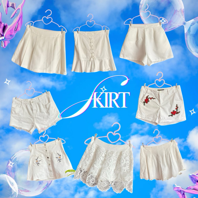 กระโปรง/กางเกงขาสั้นสีขาวแฟชั่น: กระโปรงเทนนิส/กระโปรงกางเกง Y2K ลุคเก๋น่ารัก