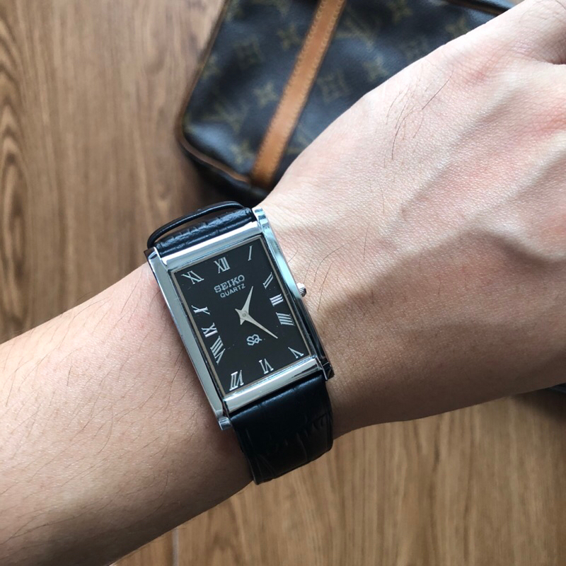 นาฬิกา Seiko Tank watch Quartz Sliver plated (black)