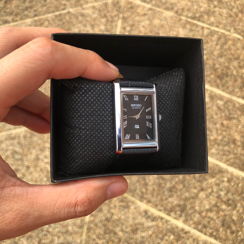 นาฬิกา Seiko Tank watch Quartz Sliver plated (black)