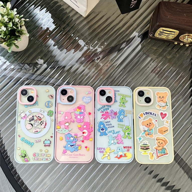 AD302Nwe เคสลายน่ารักมีให้เลือก 4แบบ โทนสีพาสเทล สินค้างานแม่เหล็ก ขอบสี สินค้าพร้อมส่งจากไทย