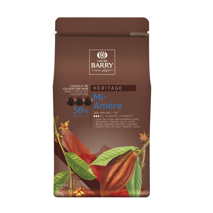 (5กก.) คาเคา แบรี่ ดาร์ค คูเวอร์เจอร์ 58% Cacao Barry - DARK COUVERTURE - MI AMÈRE 58% - PISTOLS 5kg