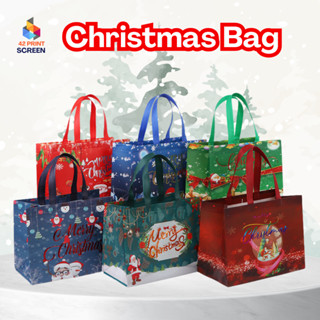 กระเป๋าถือ พิมพ์ลายนูนสะท้อนแสง คริสต์มาส เคลือบกันน้ำ Shopp…