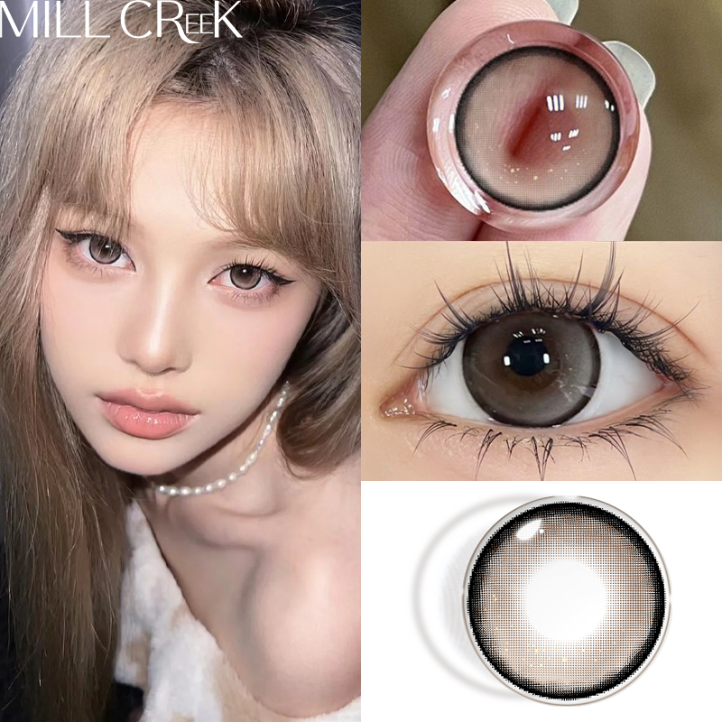 ✅COD MILL CREEK คอนแทคเลนส์สี เลนส์บิ๊กอายน่ารัก Milk Tea 14.5/14.2mm 0~-8.00 บิ๊กอาย ขนาดใหญ่ สีน้ำ