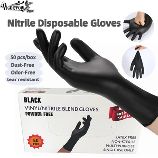 (สีดำ) ถุงมือยางไนไตรแท้ ถุงมือดำช่างสัก Glove Black งานในครัว งานอเนกประสงค์