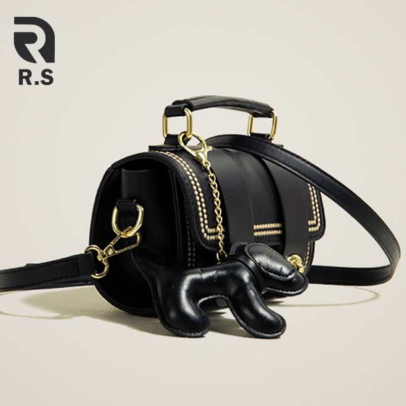 RS bag กระเป๋าสะพายข้างผู้หญิง กระเป๋าสะพายข้าง ทรงน่ารัก สะพายข้างมีจี้ คุณภาพดี สไตล์เกาหลี กระเป๋าแฟชั่นสีขาว