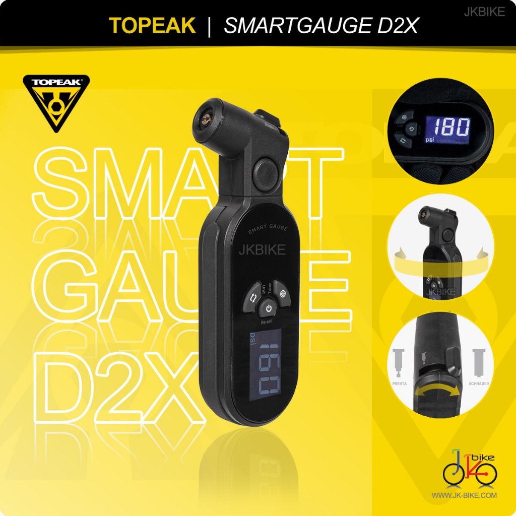 NEW! เกจ์วัดลมดิจิตอลแบบพกพา TOPEAK SMARTGAUGE D2X วัดค่าสูงสุด 260psi/18bar