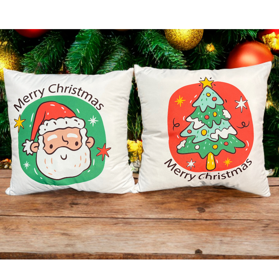 หมอนอิงโซฟา หมอนอิงลายคริสต์มาสChristmas เนื้อผ้าไมโครโพลี บรรจุด้วยใยสังเคราะห์เกรด A สำหรับตกแต่งห้องหรือมอบให้คนพิเศษ