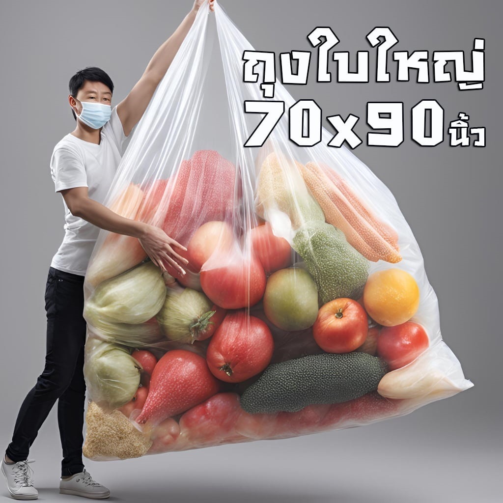 ถุงใบใหญ่มาก เนื้อ PE  ถุงเย็น ขนาด 70X90 นิ้ว เหนียว ทนทานยืดหยุ่นสูง ถุงเก็บเสื้อผ้า ใส่ผ้านวมอุปกรณ์จัดเก็บ