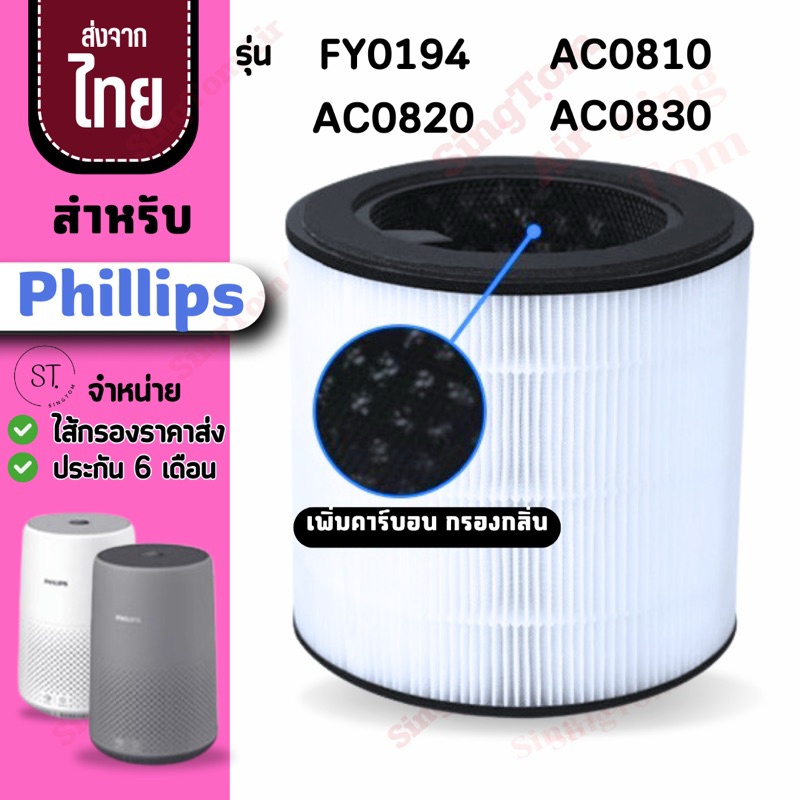 FYดำ  Philips รุ่น FY0194 AC0820 AC0830 AC0810 800 Series ไส้กรองฟิลลิป แผ่นกรองอากาศ