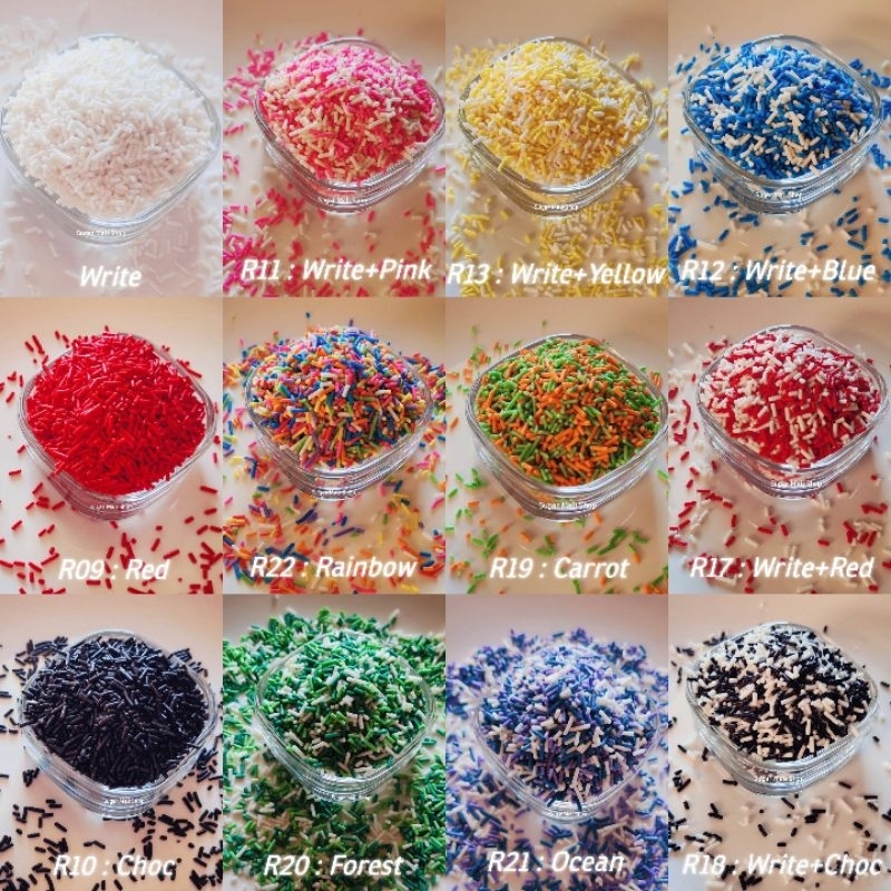 🧁Sprinkle Rice Topping🧁น้ำตาลโรยขนม น้ำตาลเส้น ตกแต่งขนม ตกแต่งเค้ก 25กรัม/50กรัม/100กรัม