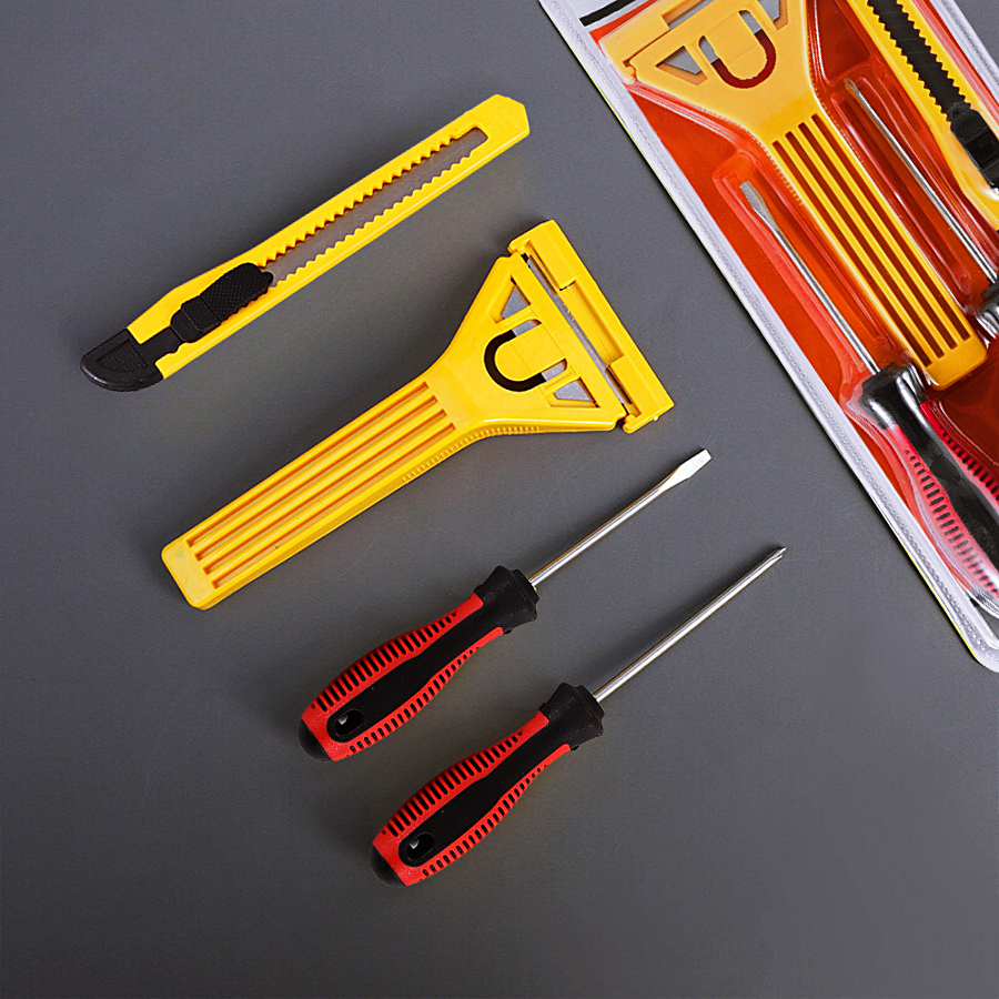 มีดขูดกระจก SCRAPER set 4pcs. ขูดสี ลอกฟิล์ม ขูดสติกเกอร์ ทำความสะอาดกระจก พร้อมคัตเตอร์และไขควง