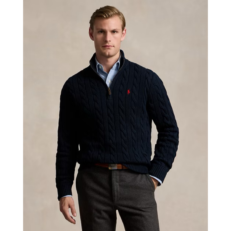 Polo Ralph Lauren Cable-Knit Cotton Quarter-Zip Sweater