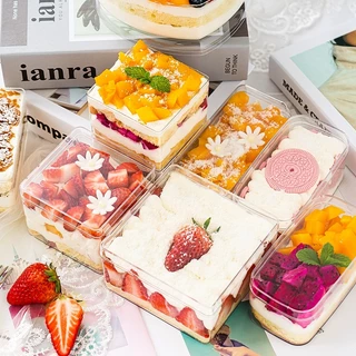 DIY_SWEET กล่องพลาสติกใสสแควร์กล่องเค้กมูส, กล่องบรรจุภัณฑ์ลูกอมล้างกล่องคุกกี้