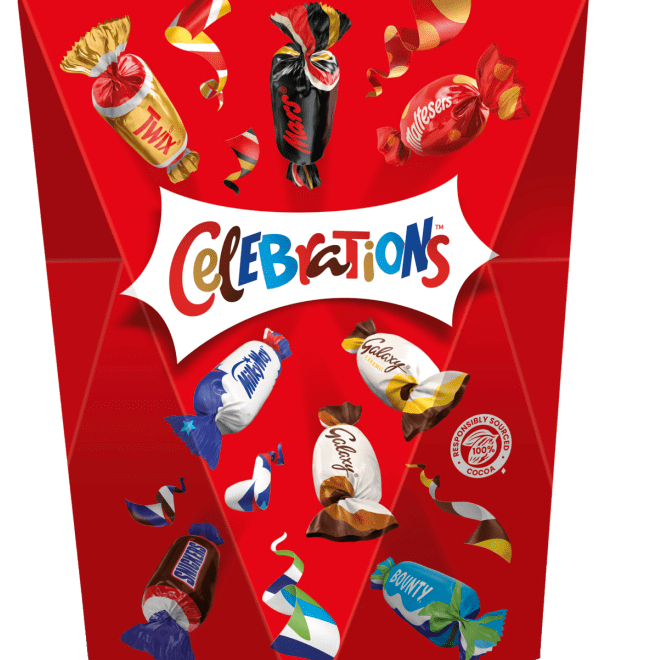 มินิช็อกโกแลต Celebrations Milk Chocolate Selection Box นํ้าหนัก 185 กรัม BBF. 02/02/25 จากยุโรป
