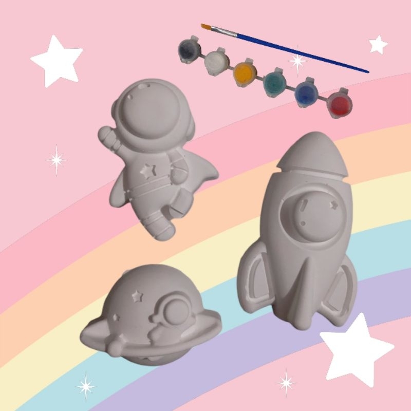 ชุดระบายสี นักบินอวกาศ  2 มิติ ระบายสีตุ๊กตาปูนปลาสเตอร์