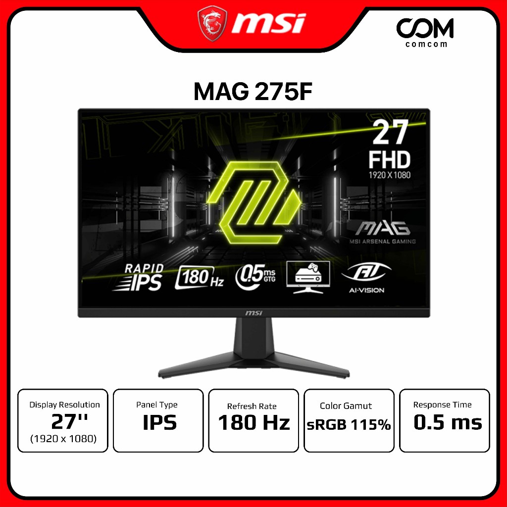 MONITOR (จอมอนิเตอร์) MSI MAG 275F 27" IPS FHD 180Hz BY COMCOM