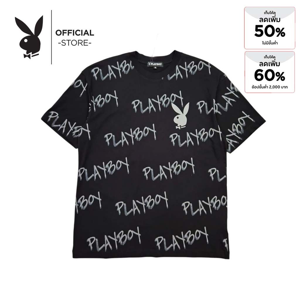 PLAYBOY เสื้อผ้าผู้ชาย/เสื้อ/เสื้อยืด รุ่น P1MT249OT194BK