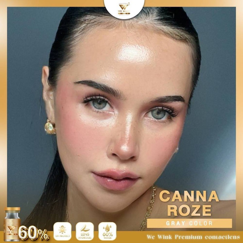 Canna Roze (ตาโต) 👁👁(We Wink ฝาทอง) อมน้ำ 60%มากสุดในไทย Hydrogel Lens ป้องกันUV☀️ (เลนส์กรองแสง)