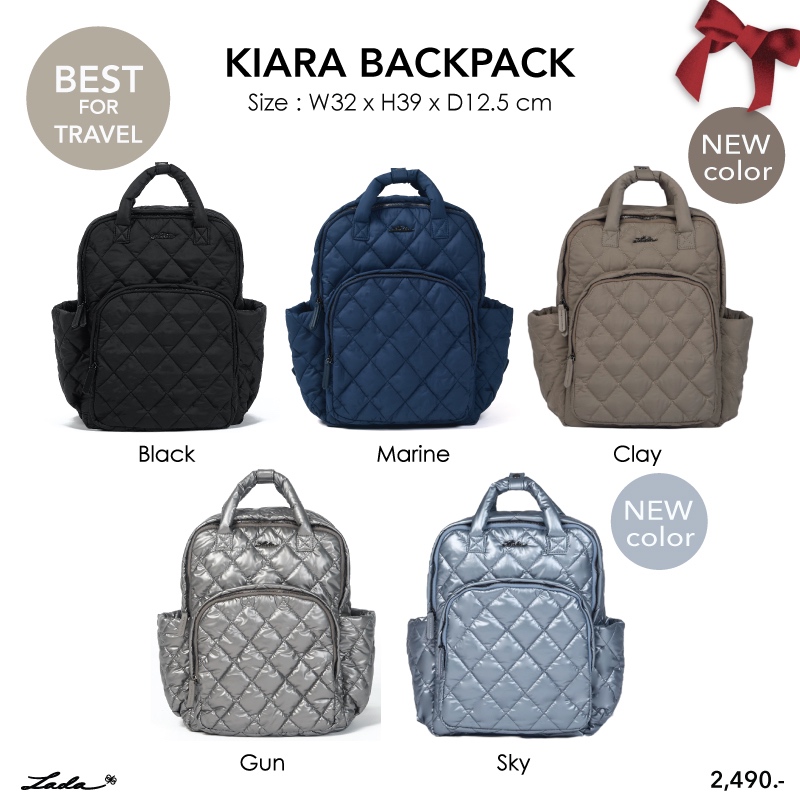 Lada กระเป๋าเป้ รุ่น Kiara 3 สี ใบใหญ่ ช่องเยอะ มีช่องใส่ Laptop โน๊ตบุ๊ค บุฟองน้ำอยู่ทรงนุ่มมือเบา
