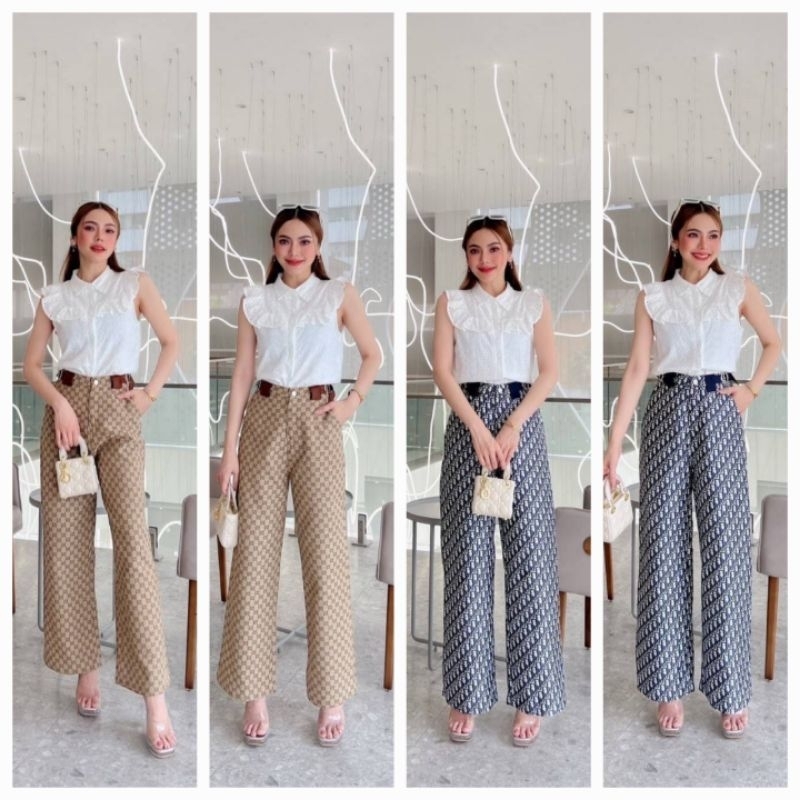 280 น้ำตาลมีM,L,XL,3xl น้ำเงินมีM,L,2xl[ปกติ]เซตกางเกงขายาวผ้าทอเสื้อฉลุผ้าดีมาก