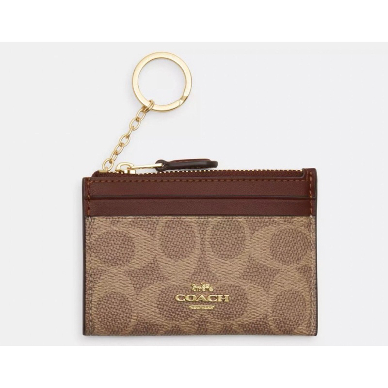 Coach MINI SKINNY ID CASE IN SIGNATURE CANVAS (พวงกุญแจ ใส่บัตร)