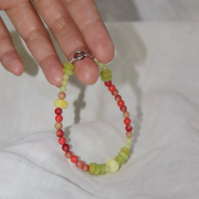 Pink guava colorful stone beads unisex fit