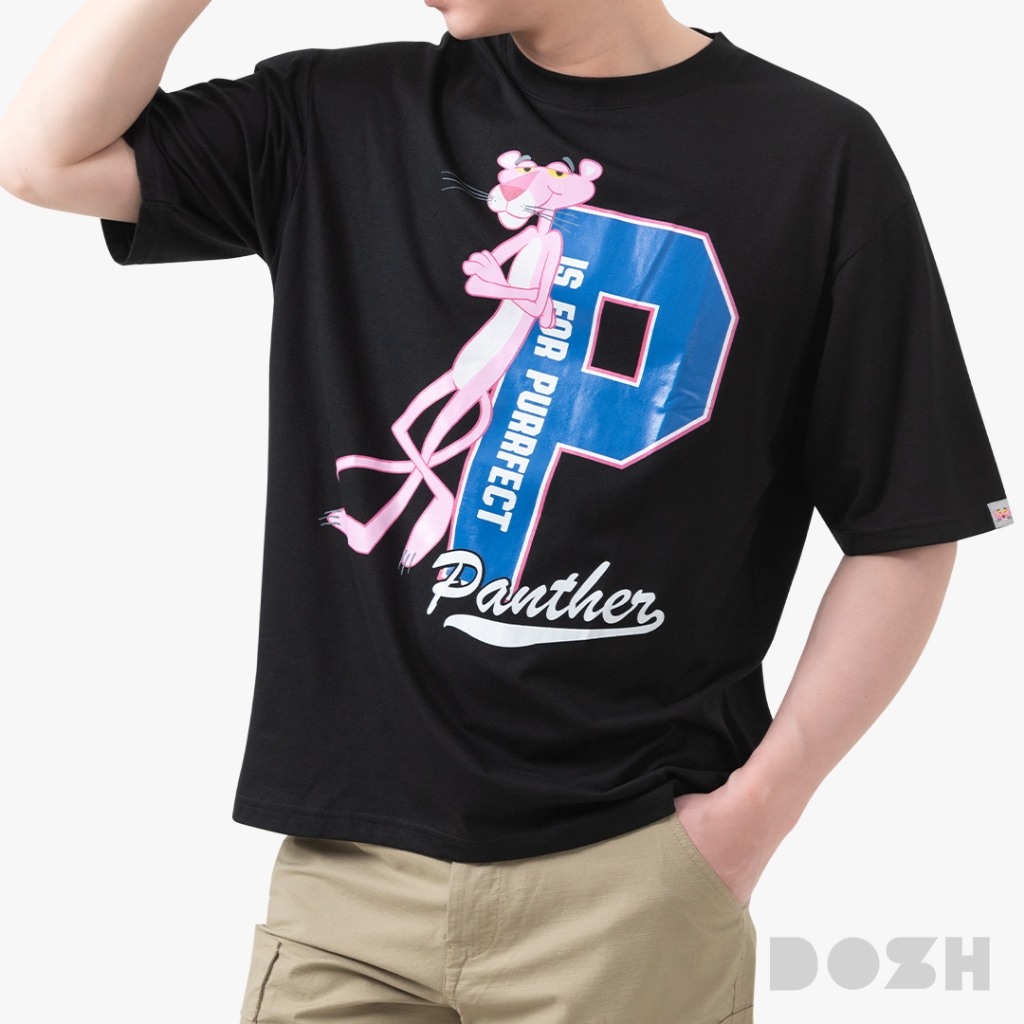 DOSH-UT OVERSIZED T-SHIRTS PINK PANTHER เสื้อยืดโอเวอร์ไซส์ สีดำ 1FLPTMT5010-BL(S-2XL)