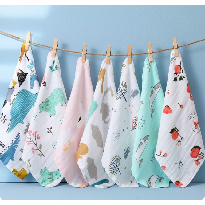 ผ้ามัสลินขนาด30x30cm 4ชั้น Muslin Swaddles(100%cotton)